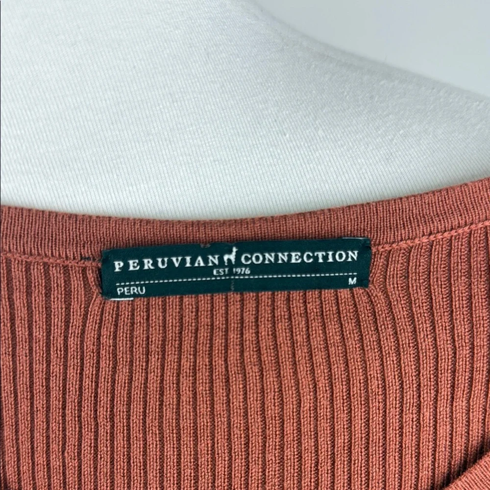 Peruvian Connection-Women's Rust Ribbed Top - Picture 5 of 6